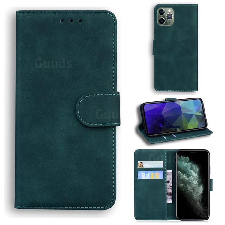Retro Classic Skin Feel Leather Wallet Phone Case for iPhone 11 Pro (5.8 inch) - Green