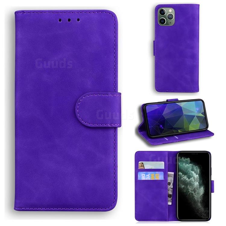 Retro Classic Skin Feel Leather Wallet Phone Case for iPhone 11 Pro (5.8 inch) - Purple