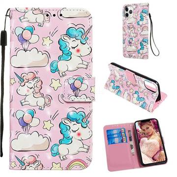 Angel Pony 3D Painted Leather Wallet Case for iPhone 11 Pro (5.8 inch)