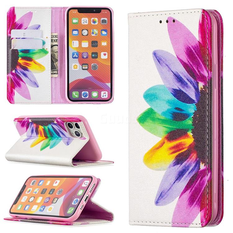 Sun Flower Slim Magnetic Attraction Wallet Flip Cover for iPhone 11 Pro (5.8 inch)