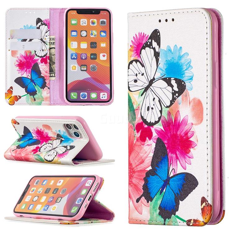 Flying Butterflies Slim Magnetic Attraction Wallet Flip Cover for iPhone 11 Pro (5.8 inch)