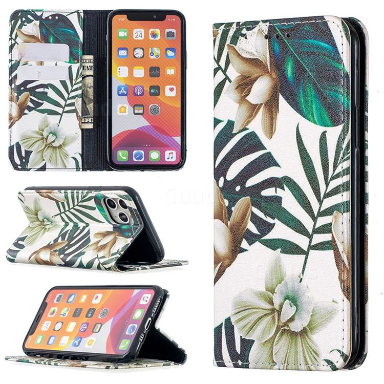 Flower Leaf Slim Magnetic Attraction Wallet Flip Cover for iPhone 11 Pro (5.8 inch)