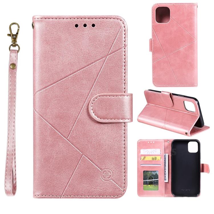 Embossing Geometric Leather Wallet Case for iPhone 11 Pro (5.8 inch) - Rose Gold
