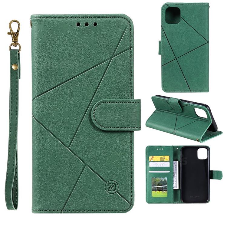 Embossing Geometric Leather Wallet Case for iPhone 11 Pro (5.8 inch) - Green