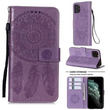 Embossing Dream Catcher Mandala Flower Leather Wallet Case for iPhone 11 Pro (5.8 inch) - Purple