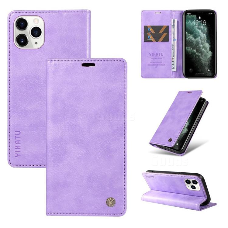 YIKATU Litchi Card Magnetic Automatic Suction Leather Flip Cover for iPhone 11 Pro (5.8 inch) - Purple