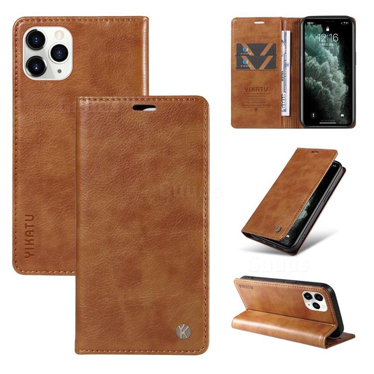 YIKATU Litchi Card Magnetic Automatic Suction Leather Flip Cover for iPhone 11 Pro (5.8 inch) - Brown