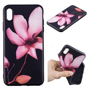 Lotus Flower 3D Embossed Relief Black Soft Back Cover for iPhone XS Max (6.5 inch)