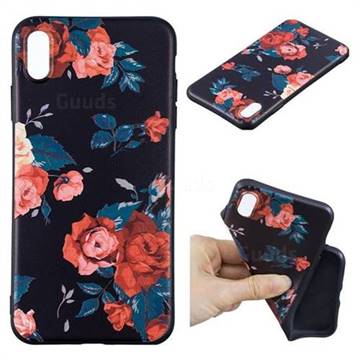 Safflower 3D Embossed Relief Black Soft Back Cover for iPhone XS Max (6.5 inch)