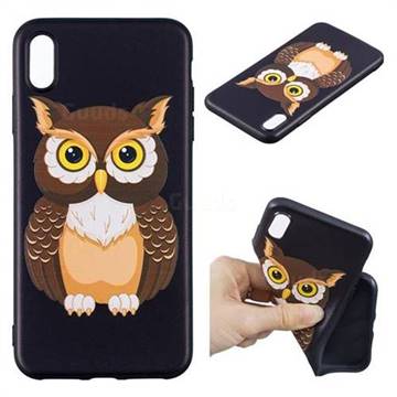Big Owl 3D Embossed Relief Black Soft Back Cover for iPhone XS Max (6.5 inch)