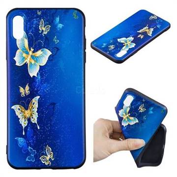 Golden Butterflies 3D Embossed Relief Black Soft Back Cover for iPhone XS Max (6.5 inch)