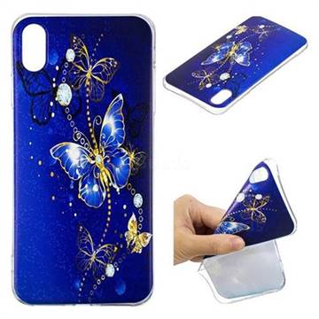 Gold and Blue Butterfly Super Clear Soft TPU Back Cover for iPhone XS Max (6.5 inch)
