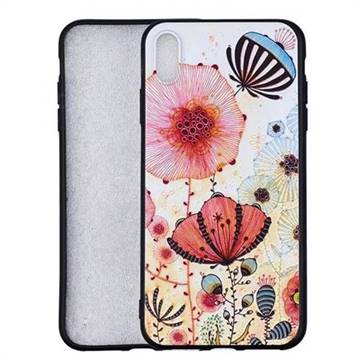 Pink Flower 3D Embossed Relief Black Soft Back Cover for iPhone XS Max (6.5 inch)