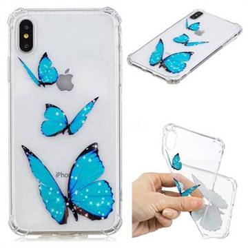 Blue butterfly Anti-fall Clear Varnish Soft TPU Back Cover for iPhone XS Max (6.5 inch)
