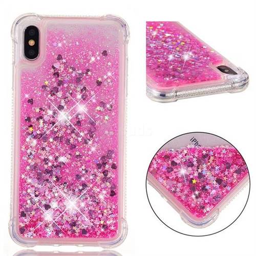 Dynamic Liquid Glitter Sand Quicksand TPU Case for iPhone XS Max (6.5 inch) - Pink Love Heart