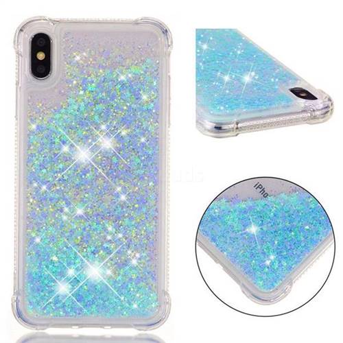 Dynamic Liquid Glitter Sand Quicksand TPU Case for iPhone XS Max (6.5 inch) - Silver Blue Star