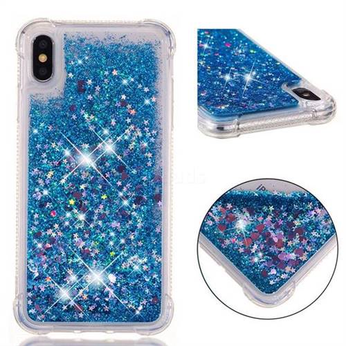 Dynamic Liquid Glitter Sand Quicksand TPU Case for iPhone XS Max (6.5 inch) - Blue Love Heart