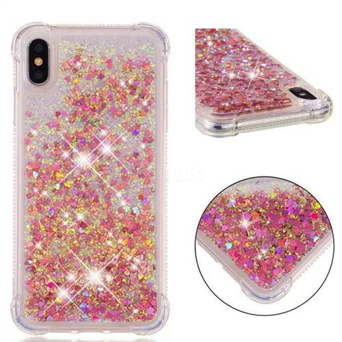 Dynamic Liquid Glitter Sand Quicksand TPU Case for iPhone XS Max (6.5 inch) - Rose Gold Love Heart