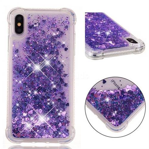 Dynamic Liquid Glitter Sand Quicksand Star TPU Case for iPhone XS Max (6.5 inch) - Purple