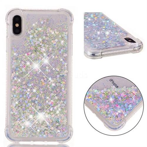 Dynamic Liquid Glitter Sand Quicksand Star TPU Case for iPhone XS Max (6.5 inch) - Silver