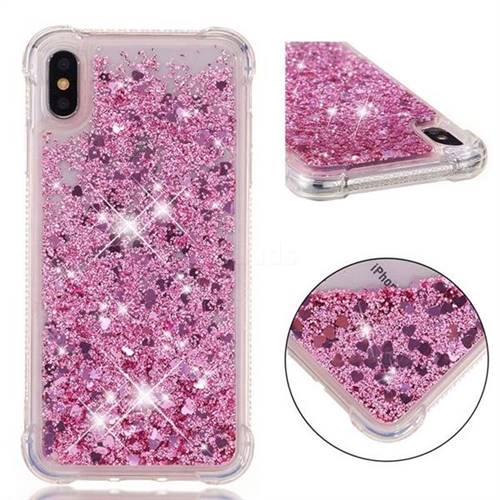 Dynamic Liquid Glitter Sand Quicksand Star TPU Case for iPhone XS Max (6.5 inch) - Diamond Rose