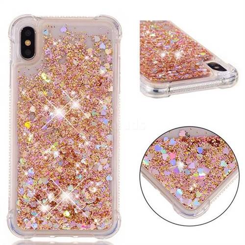 Dynamic Liquid Glitter Sand Quicksand Star TPU Case for iPhone XS Max (6.5 inch) - Diamond Gold