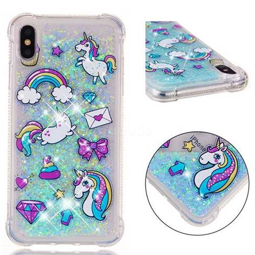 Fashion Unicorn Dynamic Liquid Glitter Sand Quicksand Star TPU Case for iPhone XS Max (6.5 inch)