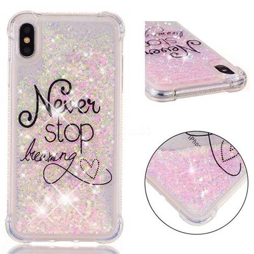 Never Stop Dreaming Dynamic Liquid Glitter Sand Quicksand Star TPU Case for iPhone XS Max (6.5 inch)