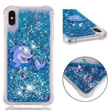 Happy Dolphin Dynamic Liquid Glitter Sand Quicksand Star TPU Case for iPhone XS Max (6.5 inch)