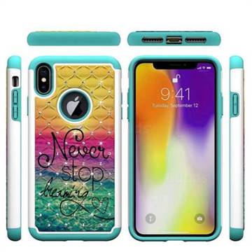 Colorful Dream Catcher Studded Rhinestone Bling Diamond Shock Absorbing Hybrid Defender Rugged Phone Case Cover for iPhone XS Max (6.5 inch)
