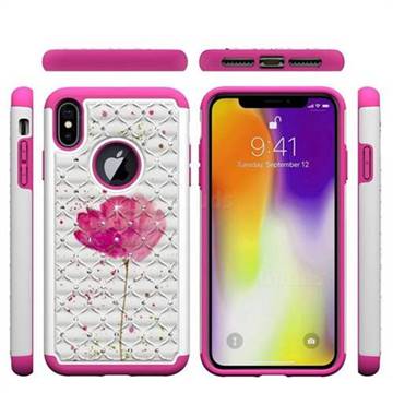Watercolor Studded Rhinestone Bling Diamond Shock Absorbing Hybrid Defender Rugged Phone Case Cover for iPhone XS Max (6.5 inch)