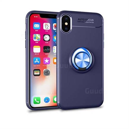 Auto Focus Invisible Ring Holder Soft Phone Case for iPhone XS Max (6.5 inch) - Blue