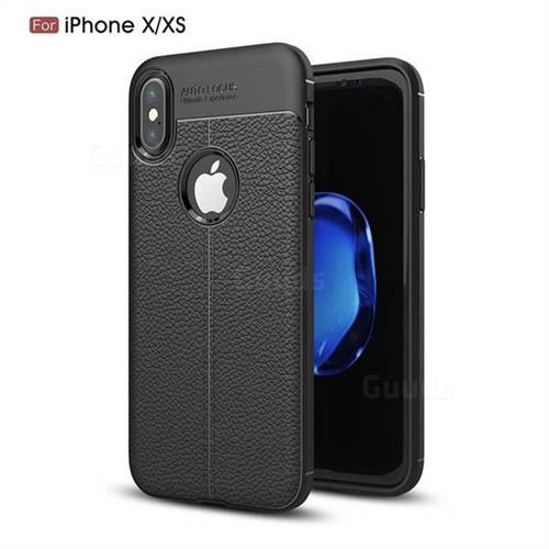 Luxury Auto Focus Litchi Texture Silicone TPU Back Cover for iPhone XS Max (6.5 inch) - Black
