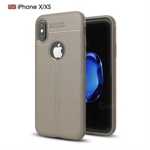 Luxury Auto Focus Litchi Texture Silicone TPU Back Cover for iPhone XS Max (6.5 inch) - Gray