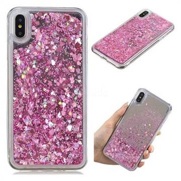 Glitter Sand Mirror Quicksand Dynamic Liquid Star TPU Case for iPhone XS Max (6.5 inch) - Cherry Pink