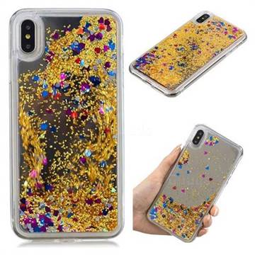 Glitter Sand Mirror Quicksand Dynamic Liquid Star TPU Case for iPhone XS Max (6.5 inch) - Yellow