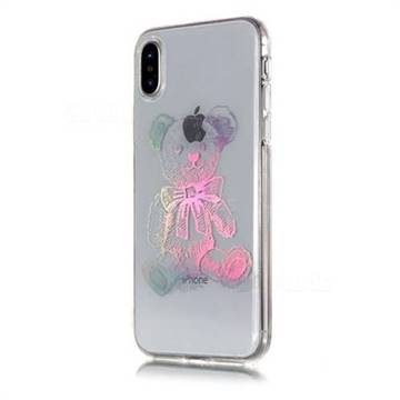 Cubs Bear Pattern Bright Color Laser Soft TPU Case for iPhone XS Max (6.5 inch)