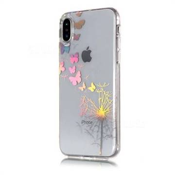Dandelion Butterfly Pattern Bright Color Laser Soft TPU Case for iPhone XS Max (6.5 inch)