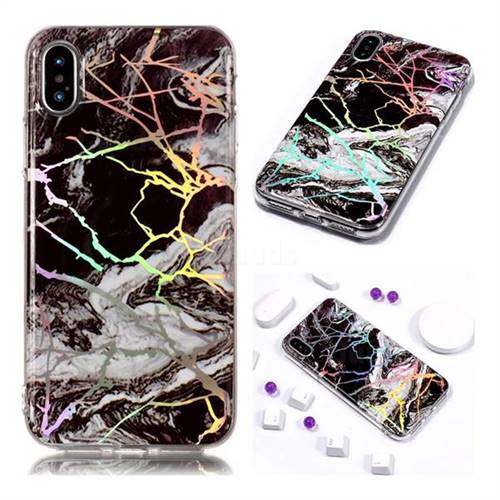 White Black Marble Pattern Bright Color Laser Soft TPU Case for iPhone XS Max (6.5 inch)