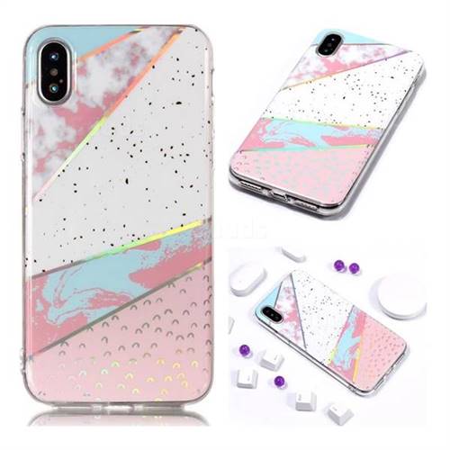 Matching Color Marble Pattern Bright Color Laser Soft TPU Case for iPhone XS Max (6.5 inch)
