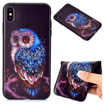 Ice Owl 3D Embossed Relief Black TPU Back Cover for iPhone XS Max (6.5 inch)