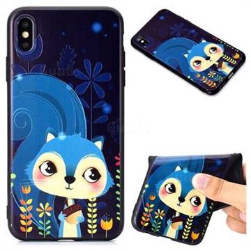 Blue Squirrels 3D Embossed Relief Black TPU Back Cover for iPhone XS Max (6.5 inch)