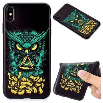 Owl Devil 3D Embossed Relief Black TPU Back Cover for iPhone XS Max (6.5 inch)