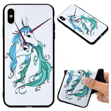 Couple Horse 3D Embossed Relief Black TPU Back Cover for iPhone XS Max (6.5 inch)