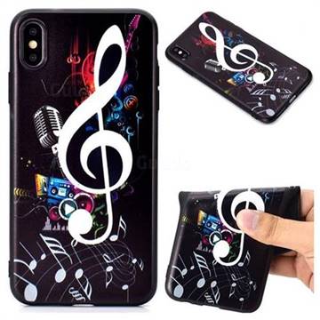 Music Symbol 3D Embossed Relief Black TPU Back Cover for iPhone XS Max (6.5 inch)