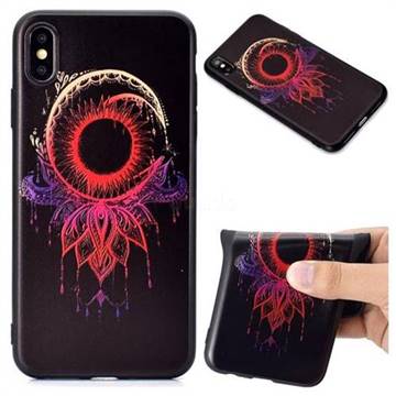 Sun Chimes 3D Embossed Relief Black TPU Back Cover for iPhone XS Max (6.5 inch)
