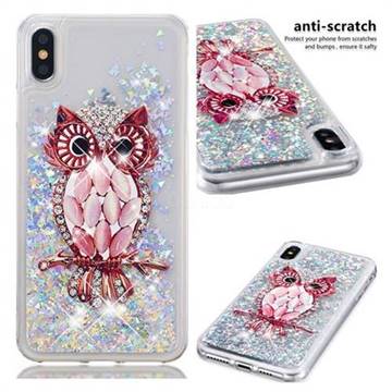 Seashell Owl Dynamic Liquid Glitter Quicksand Soft TPU Case for iPhone XS Max (6.5 inch)