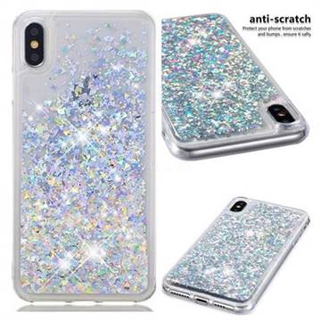 Dynamic Liquid Glitter Quicksand Sequins TPU Phone Case for iPhone XS Max (6.5 inch) - Silver