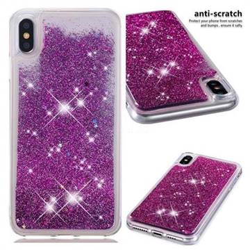 Dynamic Liquid Glitter Quicksand Sequins TPU Phone Case for iPhone XS Max (6.5 inch) - Purple