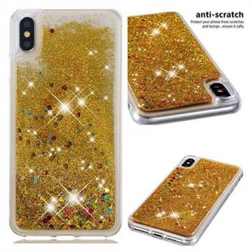 Dynamic Liquid Glitter Quicksand Sequins TPU Phone Case for iPhone XS Max (6.5 inch) - Golden